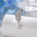 Angel wing cartilage earring with clear teardrop crystal pendant on silver titanium bar - 2# White Water Drop Wing (A1216) / Single Piece / White