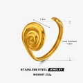 Trendy gold-plated stainless steel spiral swirl ring with inner diameter measurement detail - Threaded Ring (ZN2165) / Gold