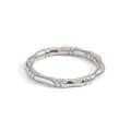 Minimalistischer Bambus-Ring aus poliertem Edelstahl in Silber für Damen - US 7 / Bambustextur (YYR023034-P) / Silber