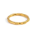 Bamboo style 18K gold plated stainless steel ring with polished finish and minimalist design - US 7 / Bamboo Texture Style (YYR023034-G) / Gold
