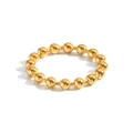 Minimalist 18K gold-plated stainless steel bead ring with a polished mirror finish - US 7 / Bead Style (YYR023033-G) / Gold