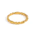 Minimalist 18K gold plated stainless steel bamboo style ring with beaded texture - US 7 / Gold