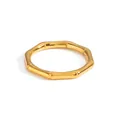 Bamboo style stackable ring with 18K gold plated stainless steel and polished finish - US 7 / Bamboo Style (YYR023035-G) / Gold
