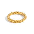 Minimalist 18K gold plated stainless steel twisted rope ring with a high-polished finish - US 7 / Gold