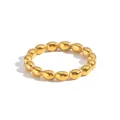 Minimalist 18K gold-plated stainless steel bamboo joint ring with high-polish bead finish - US 7 / Gold