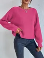 Dettaglio del maglione in maglia rosa acceso con trama a coste e tessuto di viscosa - Taglia S / Top / Rosso rosa
