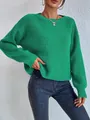 Dettaglio del maglione in maglia verde con polsini a costine e trama in viscosa - Taglia S / Top / Verde