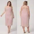 Plus size pink satin nightgown with cowl neck and adjustable straps for women - 3XL / Sunset Pink