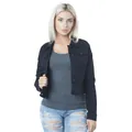 Slim fit black denim jacket with metallic buttons and classic chest pockets - Black