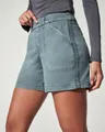 Slim fit high-waisted denim shorts for women in a vintage bluish grey wash finish - S / Aqua