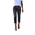 Slim fit washed dark grey cropped jeans for women with stylish raw hem detail - S / Black