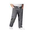 Men's loose wide-leg jeans in dark gray with elastic drawstring waist and straight cut - M / Gray