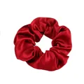 Coletero elegante de satén rojo oscuro con textura brillante y banda elástica fuerte - Rojo