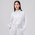 Set sportivo da donna con giacca a collo alto e pantaloni in grigio chiaro melange - S / Grigio Melange