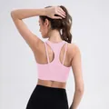Sujetador deportivo yoga de licra rosa con espalda nadadora y tirantes dobles - S / Rosa Tierno