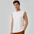 Losse witte modal yoga-tanktop voor heren met ademende brede schouderbanden voor fitness - S / Tops / Broken Wit