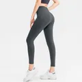 High-waisted dark grey yoga pants with side pockets and slimming butt lift effect - XL / Gray