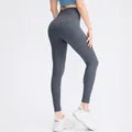 Dark grey high-waisted yoga leggings with butt-lift design and stretchy nude-feel fabric - 4/S / Dawn Gray