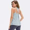 Light blue mesh yoga tank top with hollow back design and quick-dry breathable fabric - 4/S / Tops / Tiffany Blue