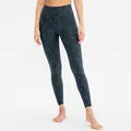 Damen Yoga-Leggings mit hoher Taille und dunkelgrauem Camouflage-Muster aus Stretch - 4/S / Unterteile / Grau