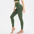 Dunkelgrüne Camouflage Yoga-Hose mit hoher Taille und elastischer Passform für Fitness - 4/S / Unterteile / Armeegrün