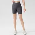 Women's charcoal grey tie-dye high waisted yoga shorts with a seamless lifting design - S / Tie-Dye Dark Gray