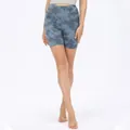 Women's high waist tie-dye yoga shorts in dark gray-blue with butt lifting effect - S / Tie Dye Blue
