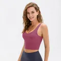Women's dusty pink yoga bra with high elasticity and supportive u-neck design - S / Tops / Merlot Red