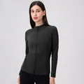 Chaqueta de fitness negra con forro polar, cremallera completa y diseño deportivo - S / Negro