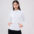 Veste de yoga blanche cintrée doublée polaire avec fermeture éclair et col montant - Blanc
