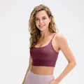 Brassière de yoga prune foncé avec fines bretelles et large bande de maintien - XL / Brun Rouge