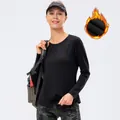 Thermisch sportshirt met lange mouwen voor dames in zwart met warme voering voor hardlopen - S / Zwart
