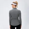 Women's slim fit long sleeve yoga jacket in heather gray with breathable back detail - Mixed Grey