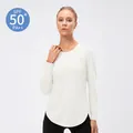Maglia yoga bianca da donna protezione solare UPF 50+ con maniche lunghe e asole - 2XL / Bianco