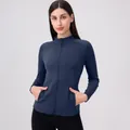 Veste de yoga slim en polaire bleu marine avec fermeture éclair et col montant femme - Bleu Marine