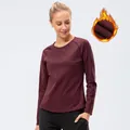 Dames sporttop in bordeaux met lange mouwen en fleecevoering voor warme trainingen - S / Bordeauxrood
