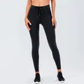 Leggings neri da yoga a vita alta con coulisse e tasche laterali per fitness - 2/XS / Nero