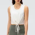 Sleeveless white yoga tank top with stylish front tie-knot detail and high waist fit - XS / White
