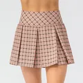 Pink plaid pleated tennis skirt with high-waist design and sporty athletic style - 10/XL / Bottoms / Pink Plaid