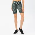 Women's high waist checkerboard biker shorts in black and grey for fitness - 2/XS / Bottoms / Black Checkerboard
