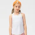 White breathable mesh sports vest for girls with colorful tie-dye layered print tank top - 120 / White