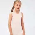 Girls quick-dry yoga tank top in light pink, slim fit for dance and sports training - 120 / Sakura Pink