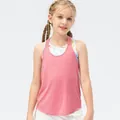Girls' loose quick-dry sports vest set in rose pink mesh and tie-dye print bra - 120 / Pink