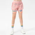 Pink 2-in-1 girl's running shorts with multi-color print inner layer and quick-dry fabric - 120 / Light Pink