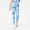 Girls sky blue tie-dye high waisted sports leggings and crop top set for training - 120 / Blue Tie Dye