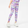 Girls purple sports leggings with colorful graffiti print and high elasticity fit - 120 / Purple Graffiti