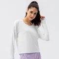 Women's white UPF50+ long sleeve sun protection athletic top with thumb holes - 2/XS / Tops / White