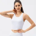 White ribbed knit sports bra and high waisted yoga pants set for fitness training - S / Tops / White