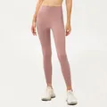 Leggings yoga a vita alta color viola pastello senza cuciture per fitness - S / Caffè Chiaro