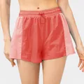 Damen 2-in-1 Sport-Shorts in Rot und Rosa mit praktischem Kordelzug am Bund - 4/S / Wassermelonenrot